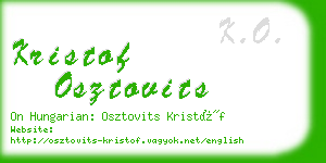 kristof osztovits business card